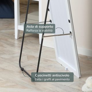Espejo De Suelo Y Pared Con Estructura De Aluminio, Espejo Para Dormitorio, Entrada Y Baño, 45X37X158.5Cm
