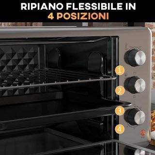 Horno Eléctrico 30L, Mini Horno Eléctrico Con 3 Funciones De Cocción, Temperatura Regulable Y Temporizador, Incluye Bandeja Y Rejilla, 1600W, Plata