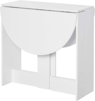 Mesa Plegable de Comedor con 2 Alas, Mesa de Comedor Extensible de Madera Ahorra Espacio para Cocina y Salón, 104X76X73.7 Cm, Blanco
