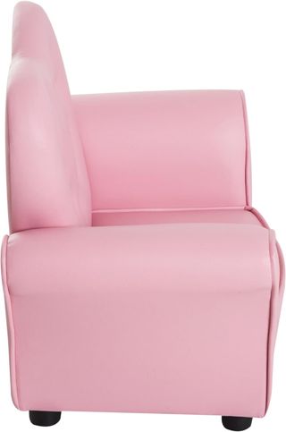 Sillón para Niños Acolchado, Silla para Habitación con Tapizado de PVC y Estructura de Madera, 59X41.5X49Cm, Rosa