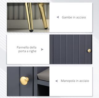 Banco Zapatero De Entrada Ahorra Espacio Con Asiento Acolchado, Estante Abierto Y Armario Para 4 Pares De Zapatos, Pasillo, Dormitorio, Sala De Estar En Madera, 80X33X49Cm, Gris