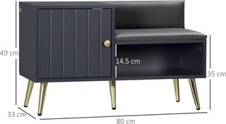 Banco Zapatero De Entrada Ahorra Espacio Con Asiento Acolchado, Estante Abierto Y Armario Para 4 Pares De Zapatos, Pasillo, Dormitorio, Sala De Estar En Madera, 80X33X49Cm, Gris