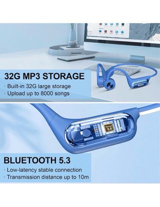 Auriculares Conducción Ósea Natación Azul