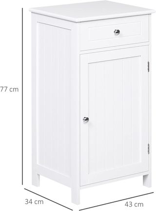Mueble Armario 2 Cajones, Mueble de Baño Diseño Antivuelco en MDF, 43X34X77 Cm, Blanco