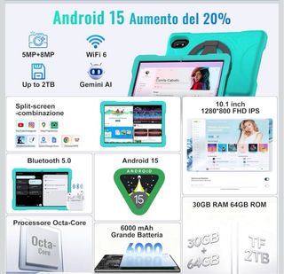 Tablet 10.1 Android 15 30GB RAM + 2TB TF