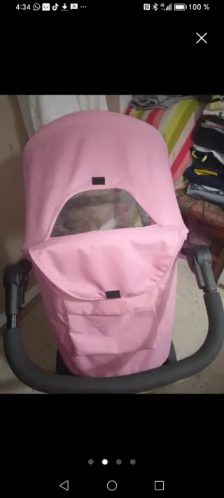 Silla de paseo gris y rosa