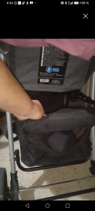 Silla de paseo gris y rosa