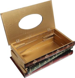 Dispensador pañuelos madera libros