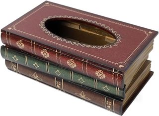 Dispensador pañuelos madera libros