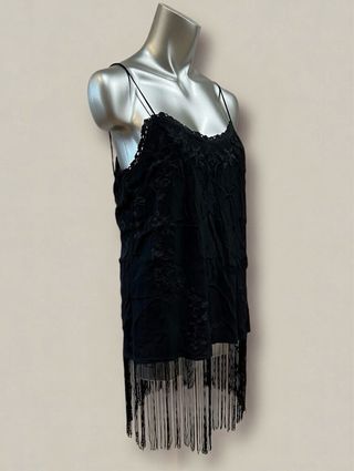 Blusa / Vestido negro con flecos