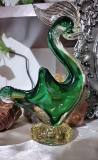 Murano vintage - Cigno in vetro verde