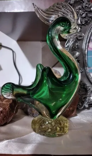 Murano vintage - Cigno in vetro verde