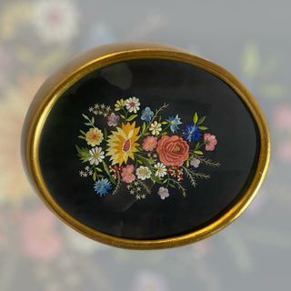 Cuadro antiguo bordado flores vintage multicolor