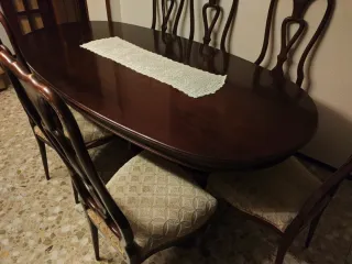 Mesa Caoba Antigua + 6 Sillas