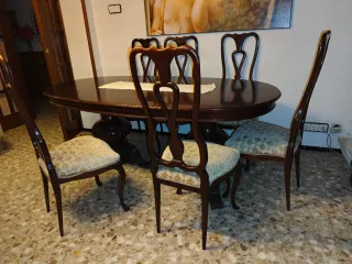 Mesa Caoba Antigua + 6 Sillas