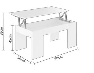 Mesa elevable blanco/roble