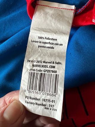 Costume Spider-Man Marvel Bambino 7-8 anni