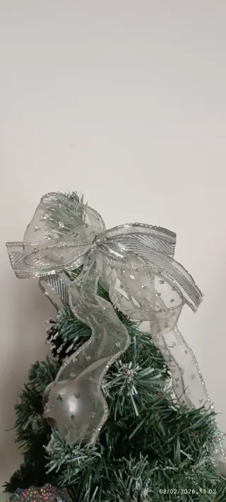 Piccolo Albero Natale Decorato Argento