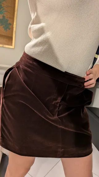 Set blazer e gonna in velluto marrone