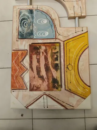 Cuadro abstracto madera y metal