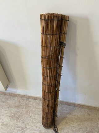 Persiana enrollable de bambú y madera. 60x140