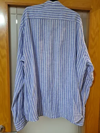 Camisa de lino La Vespita Rayas Azul Blanco