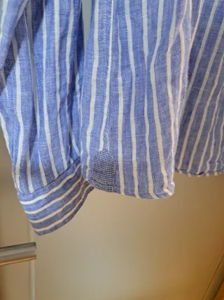 Camisa de lino La Vespita Rayas Azul Blanco