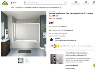 MAMPARA BAÑERA CORREDERA 150 X 144