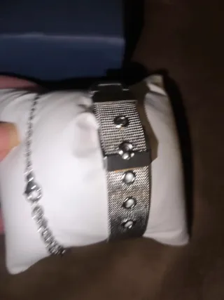 Reloj y pulsera Skyline plateado y azul