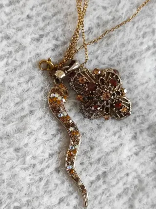 Set 2 collane vintage ciondoli croce e serpente