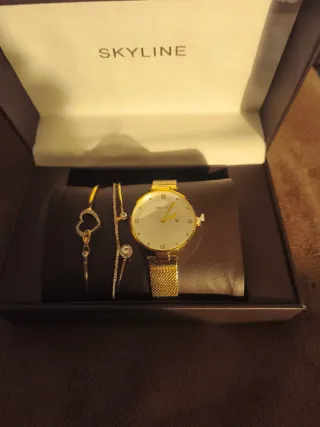 Reloj Skyline Pulsera Dorado y Marrón