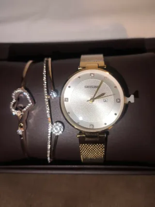 Reloj Skyline Pulsera Dorado y Marrón