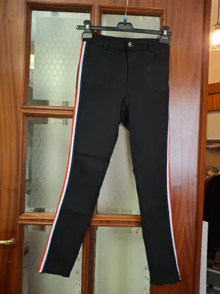 Pantaloni donna neri con banda laterale