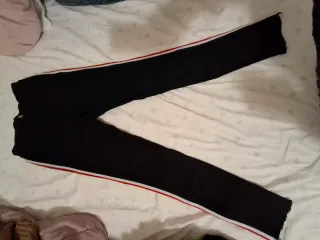 Pantaloni donna neri con banda laterale