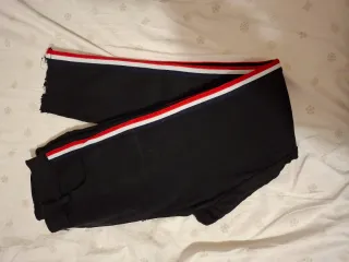 Pantaloni donna neri con banda laterale