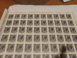 Foglio 100 Francobolli 1 Lira