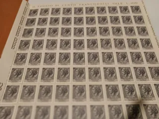 Foglio 100 Francobolli 1 Lira