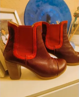 Botines Martín Natur Piel Talla 37 burdeos