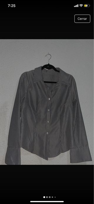 Camisa de rayas mujer gris y blanca
