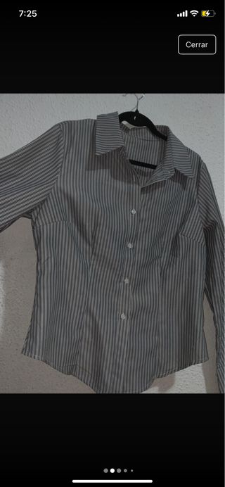 Camisa de rayas mujer gris y blanca
