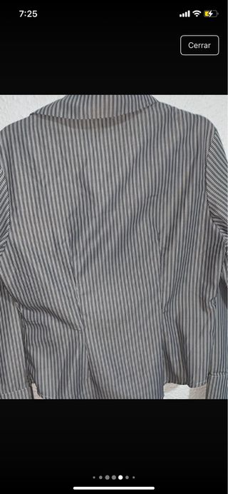 Camisa de rayas mujer gris y blanca