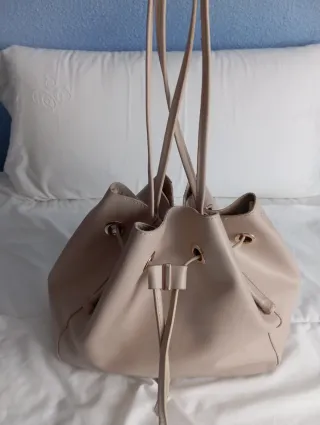 Bolso de piel color crema Fosco