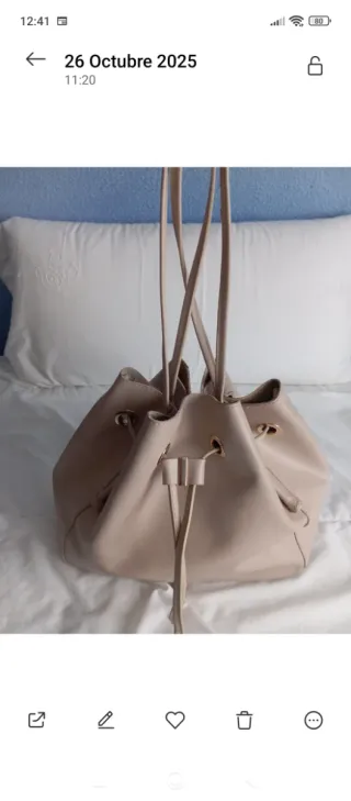 Bolso de piel color crema Fosco