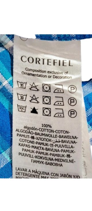 Camisa Cortefiel cuadros azul/verde Talla L