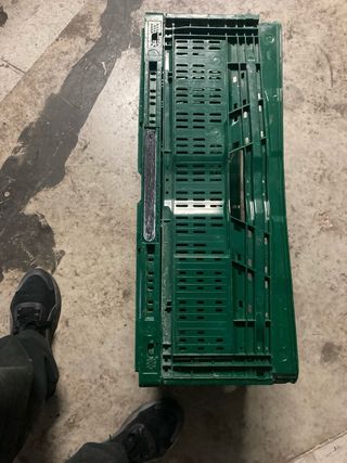 Cajas de plástico verdes apilables