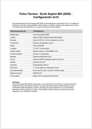 Bicicleta de Montaña Scott