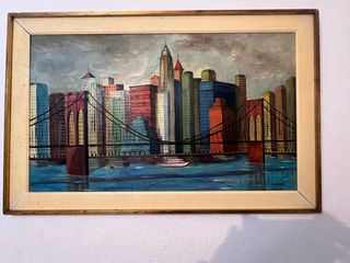 Cuadro Óleo D. Lorente Puente Brooklyn