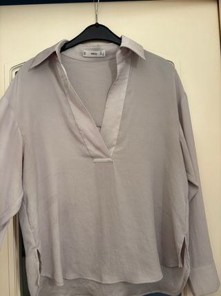 Blusa Mango Elegante Gris Talla Única