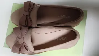 Zapatos planos mujer beige/rosa lazo (Deichman)