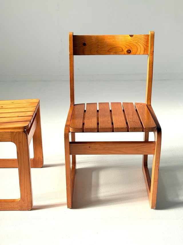 Silla pino vintage 1970